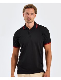 A-AQ011-Polo passepoilé coupe classique homme - col contrasté 2
